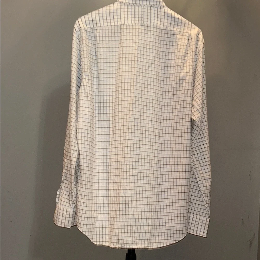 Polo by Ralph Lauren Men’s Large White Shirt Blue Windowpane Old Money Fashion